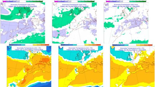 Predicción de la AEMET para las semanas del 12 de agosto al 1 de septiembre de 2024